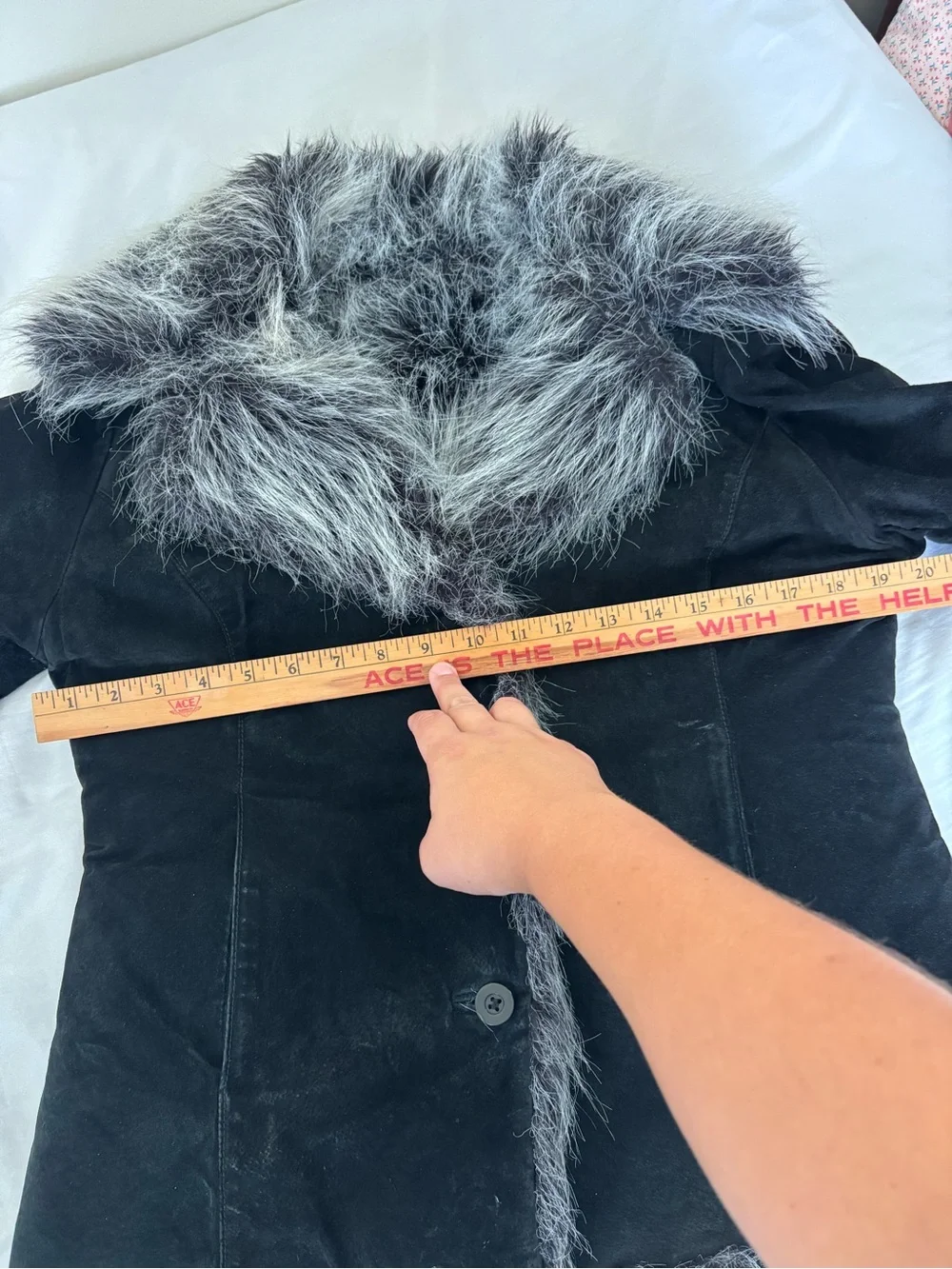 Vintage Y2K 90s penny lane black suede leather faux fur jacket Size medium